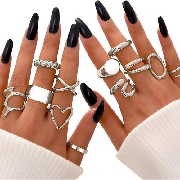 Jewelry - 12PCS Gold Stackable Rings Set for Women, 18K Gold Plated Open Stacking Knuckle